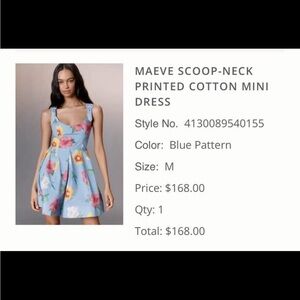 Anthropologie Maeve Floral Scoop-Neck Dress in Blue